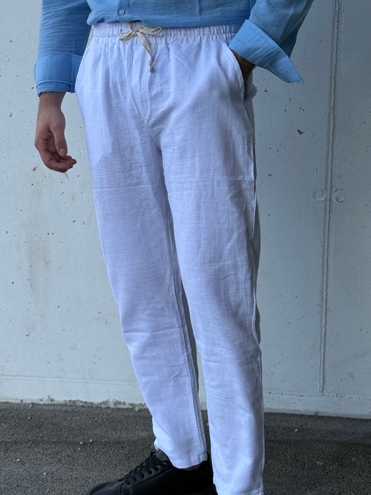 Strukturierte Sommerhose – Weiß