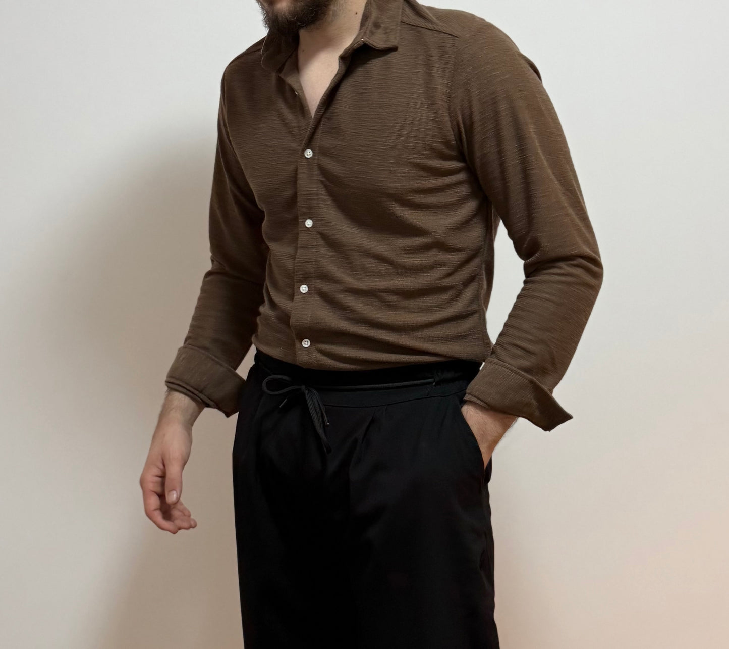 Strukturiertes Hemd – Dunkelbraun