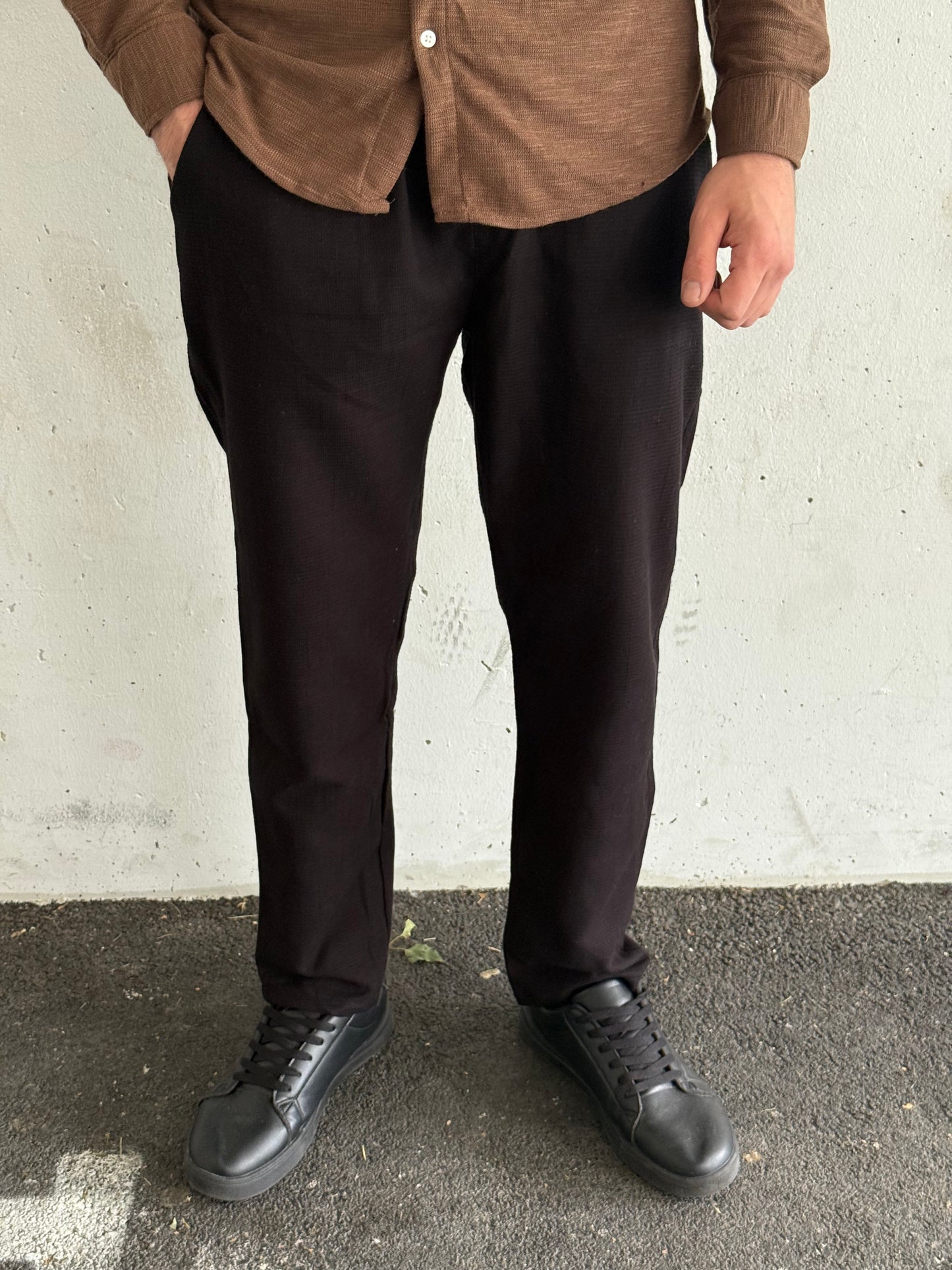 Strukturierte Sommerhose – Schwarz