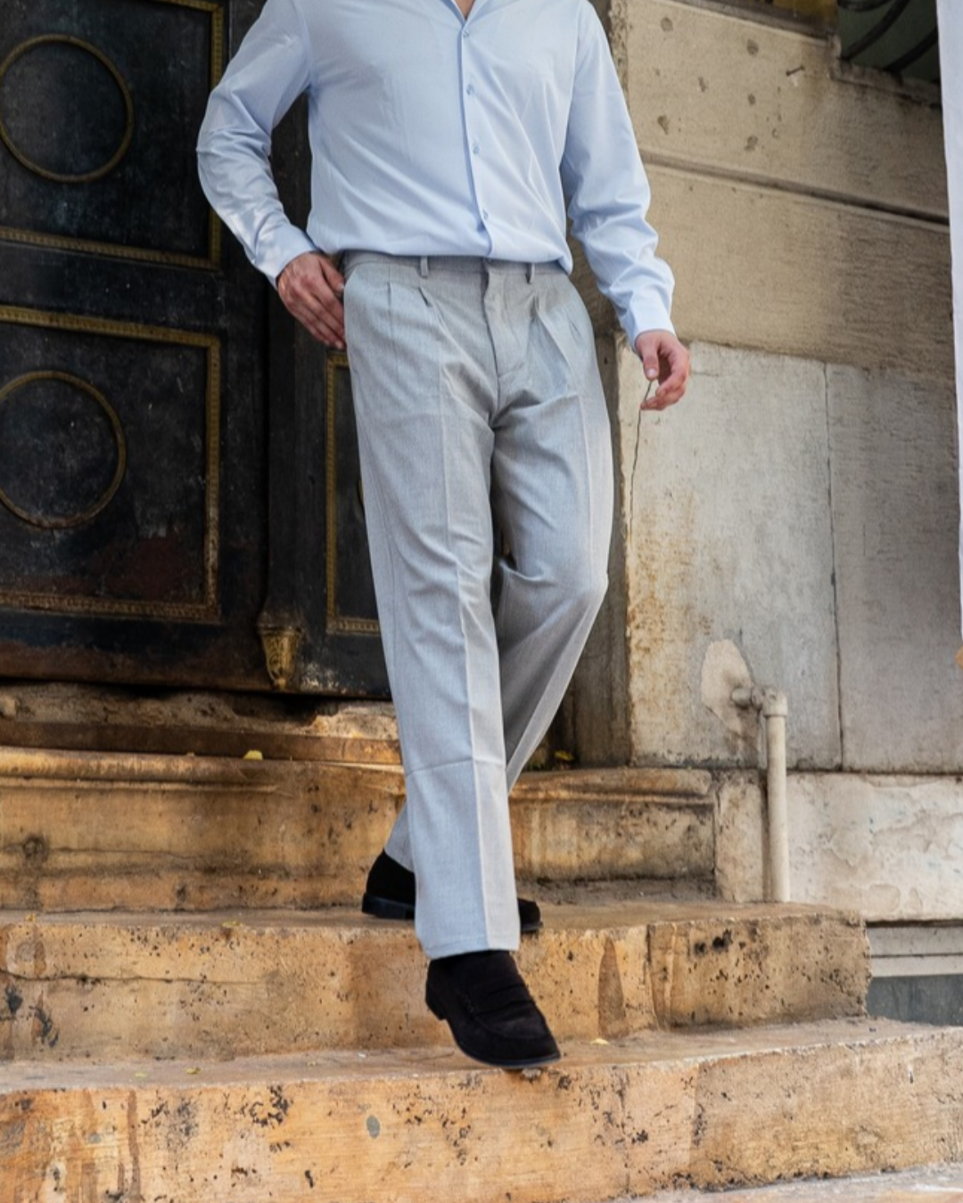 Relaxed-Fit Stoffhose - Grau