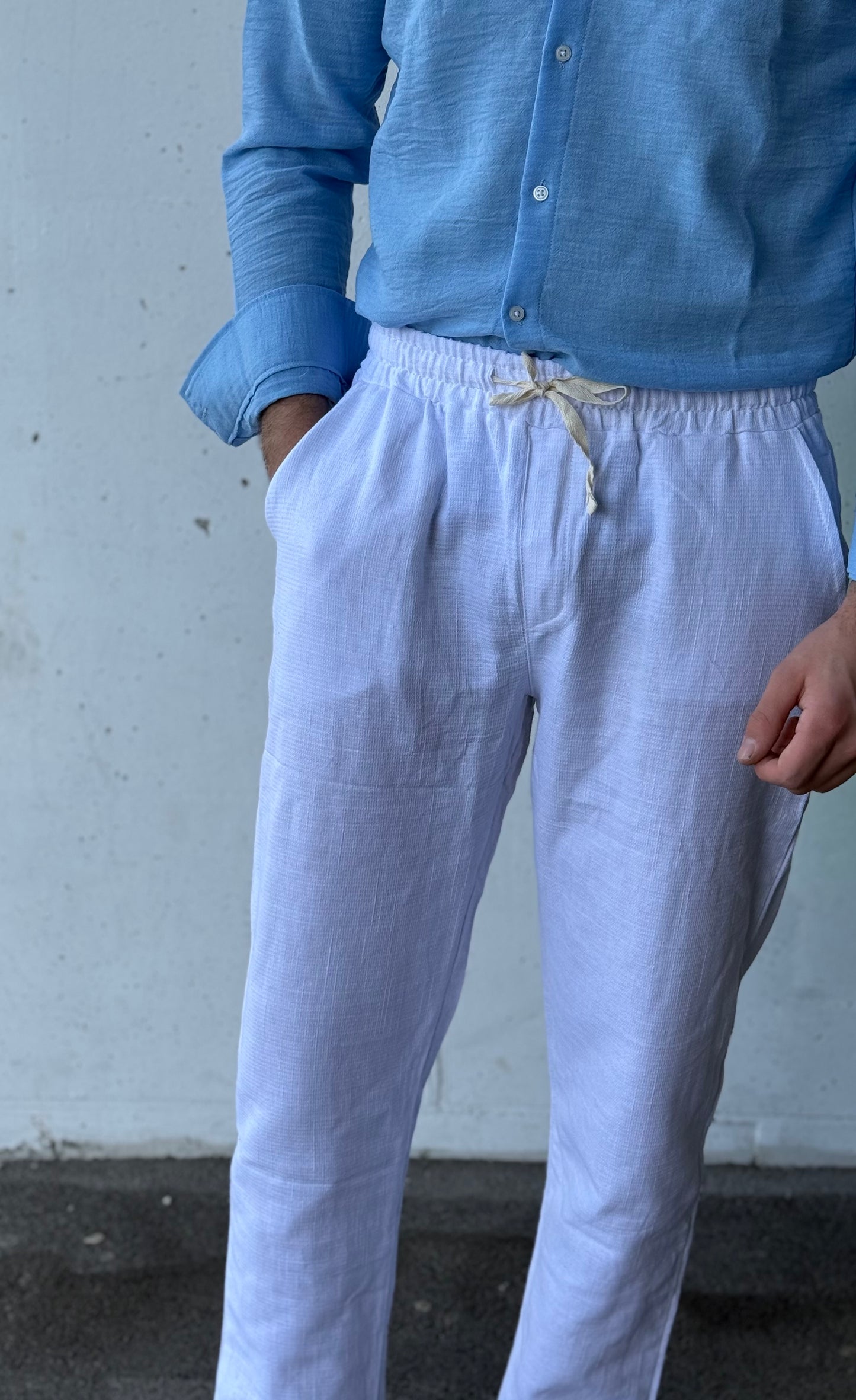 Strukturierte Sommerhose – Weiß