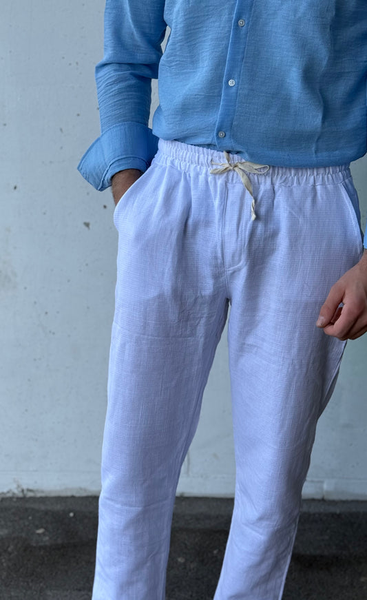 Strukturierte Sommerhose – Weiß
