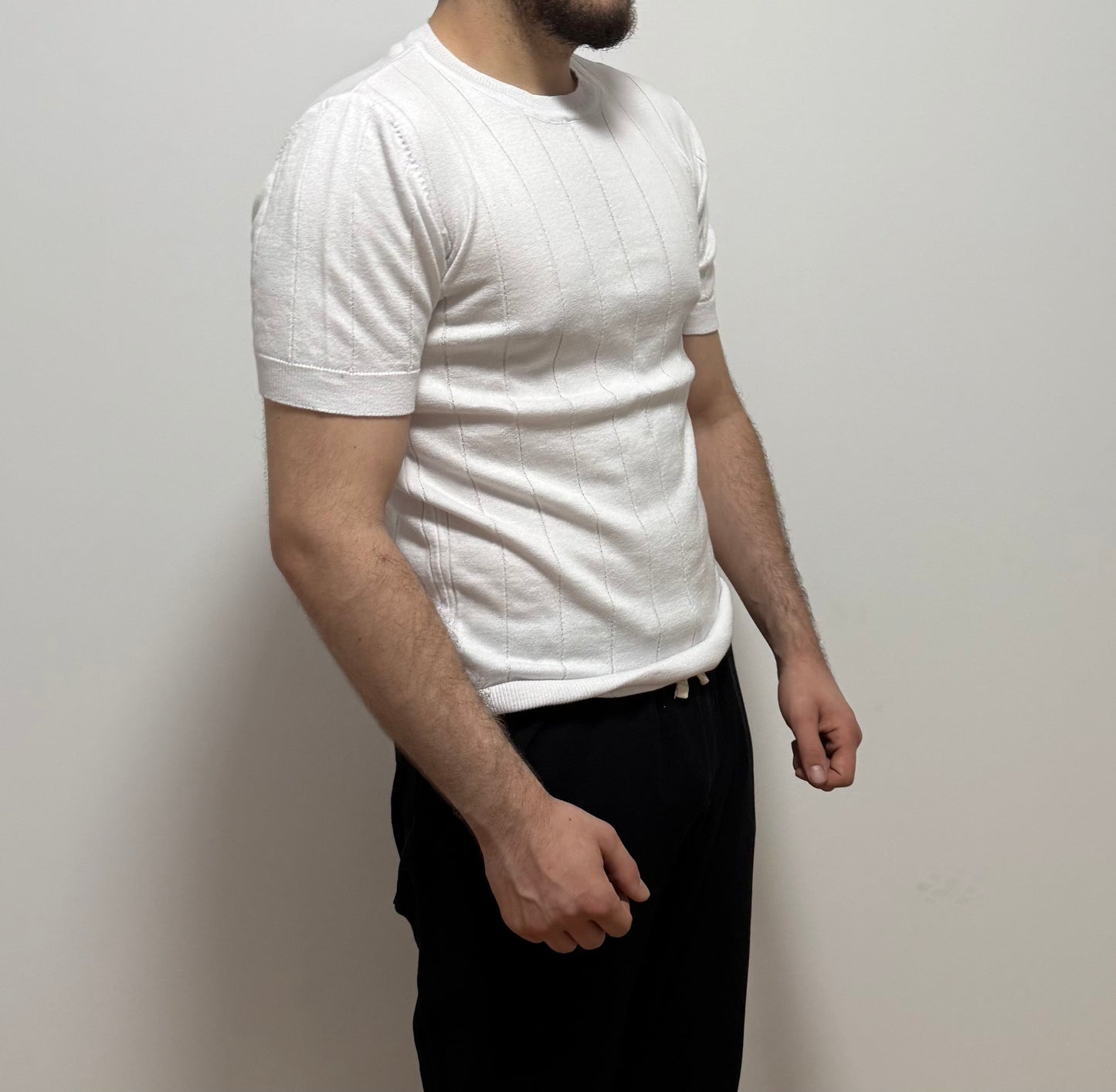 Strick-T-Shirt – Weiß