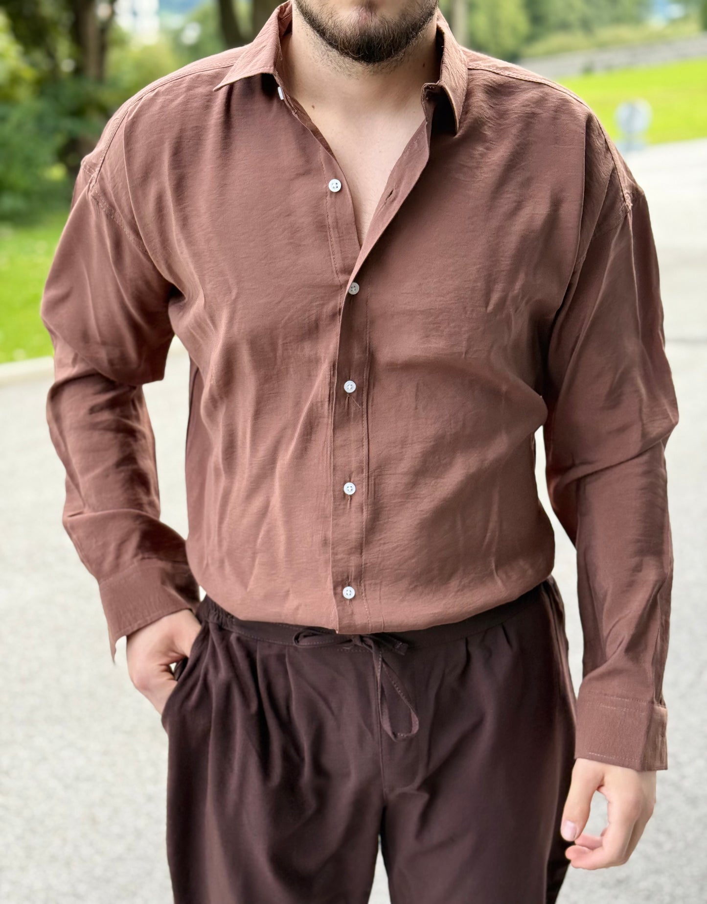 Oversize-Hemd – Braun