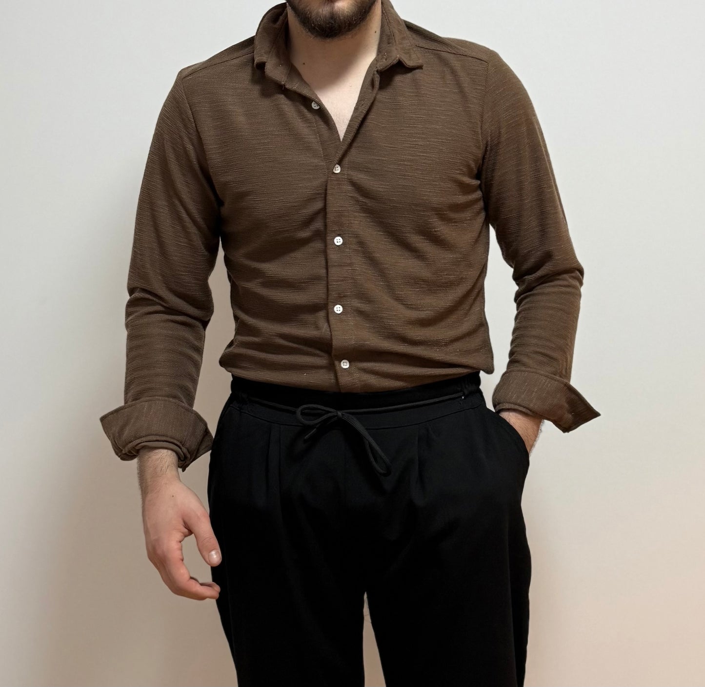 Strukturiertes Hemd – Dunkelbraun