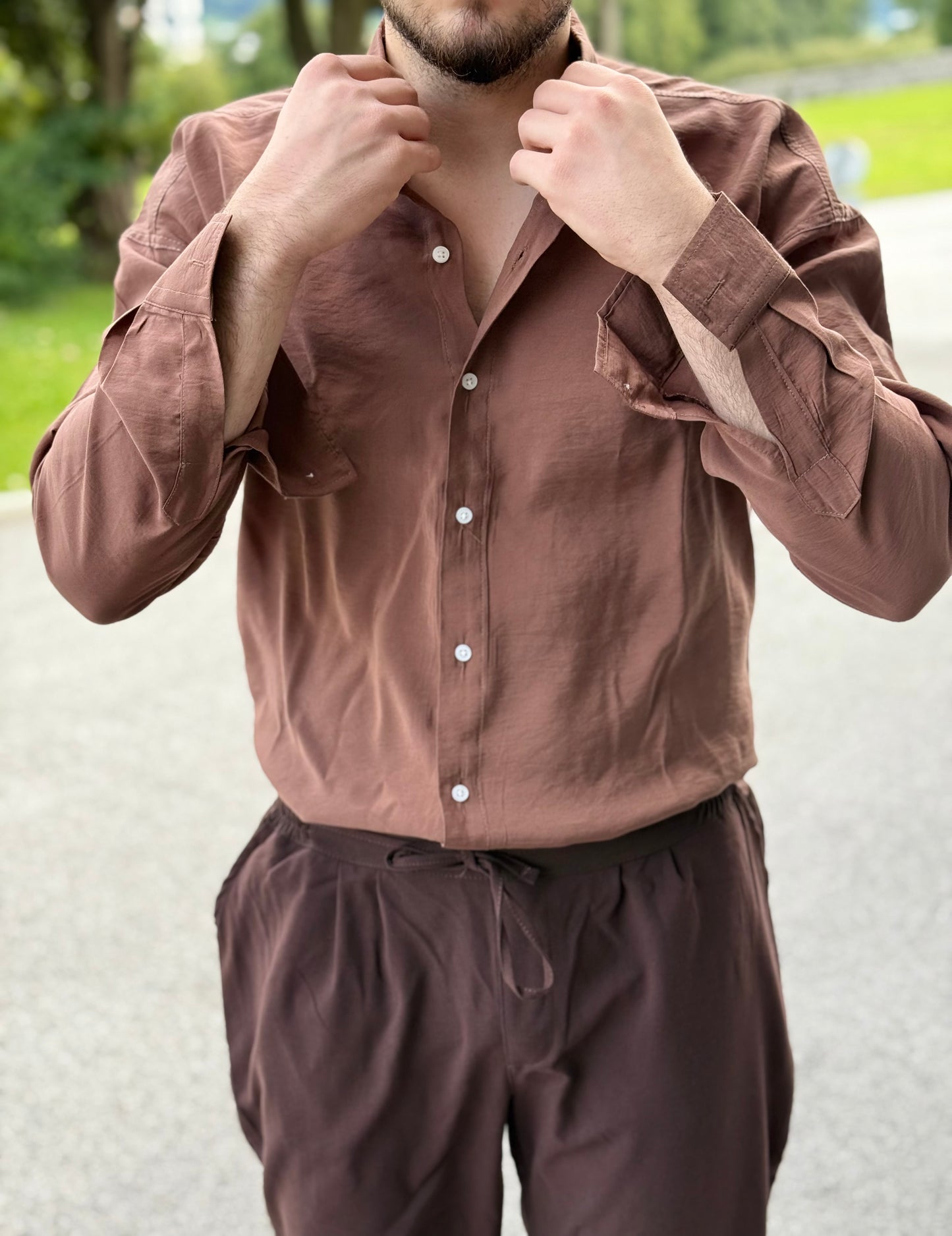 Oversize-Hemd – Braun