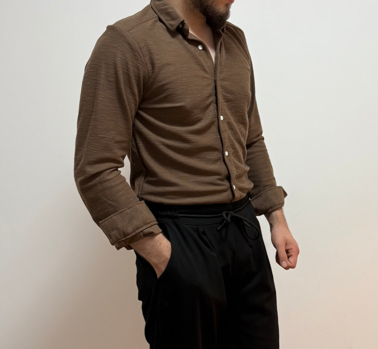 Strukturiertes Hemd – Dunkelbraun
