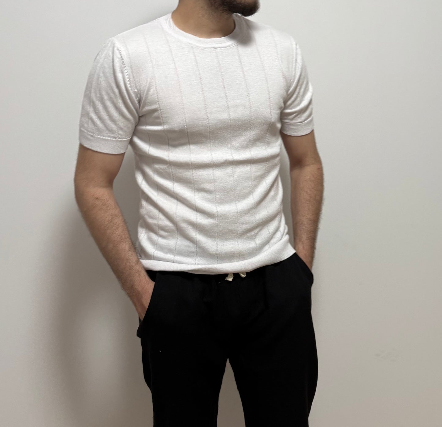 Strick-T-Shirt – Weiß