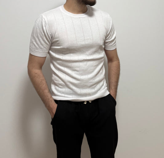 Strick-T-Shirt – Weiß