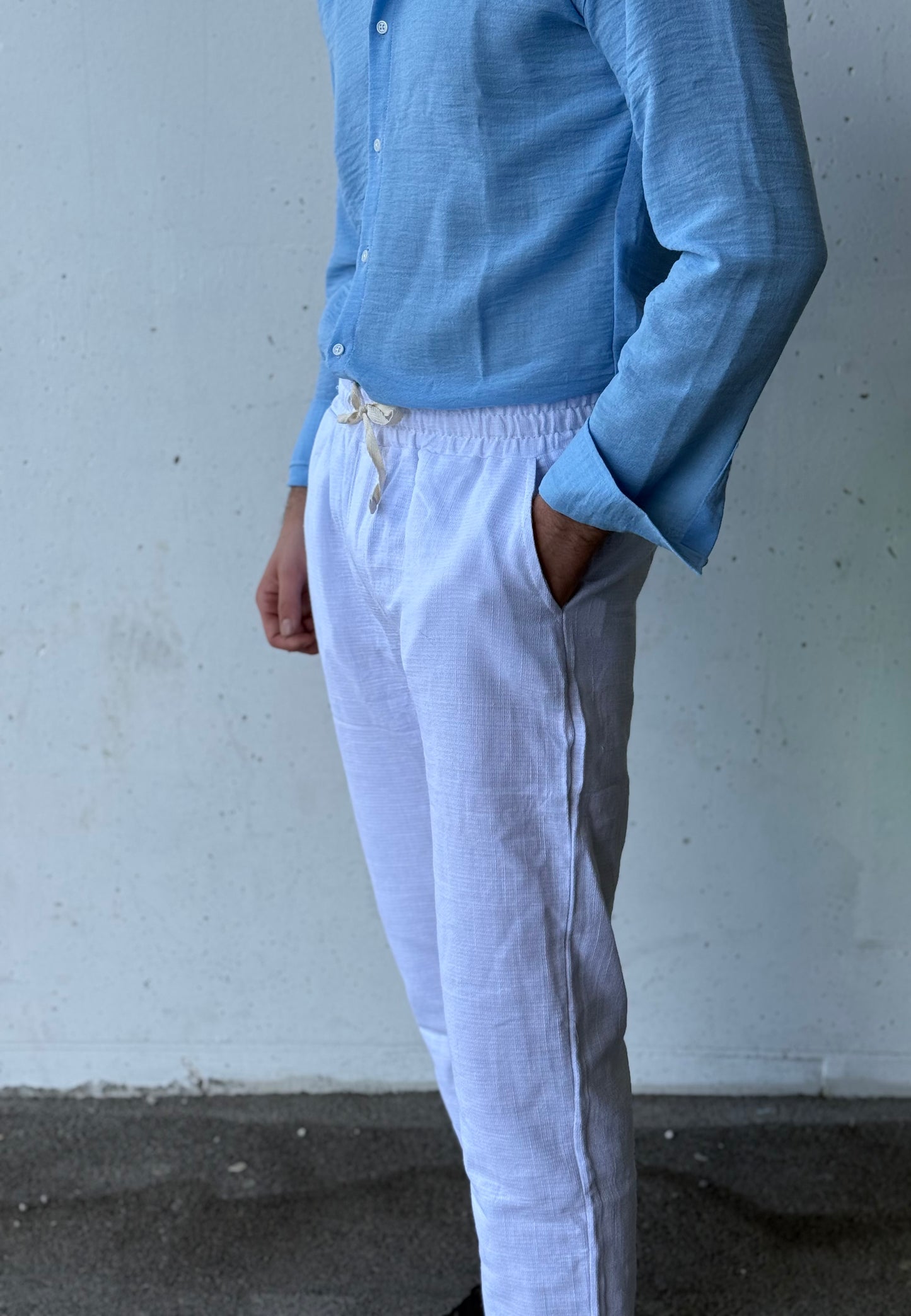 Strukturierte Sommerhose – Weiß