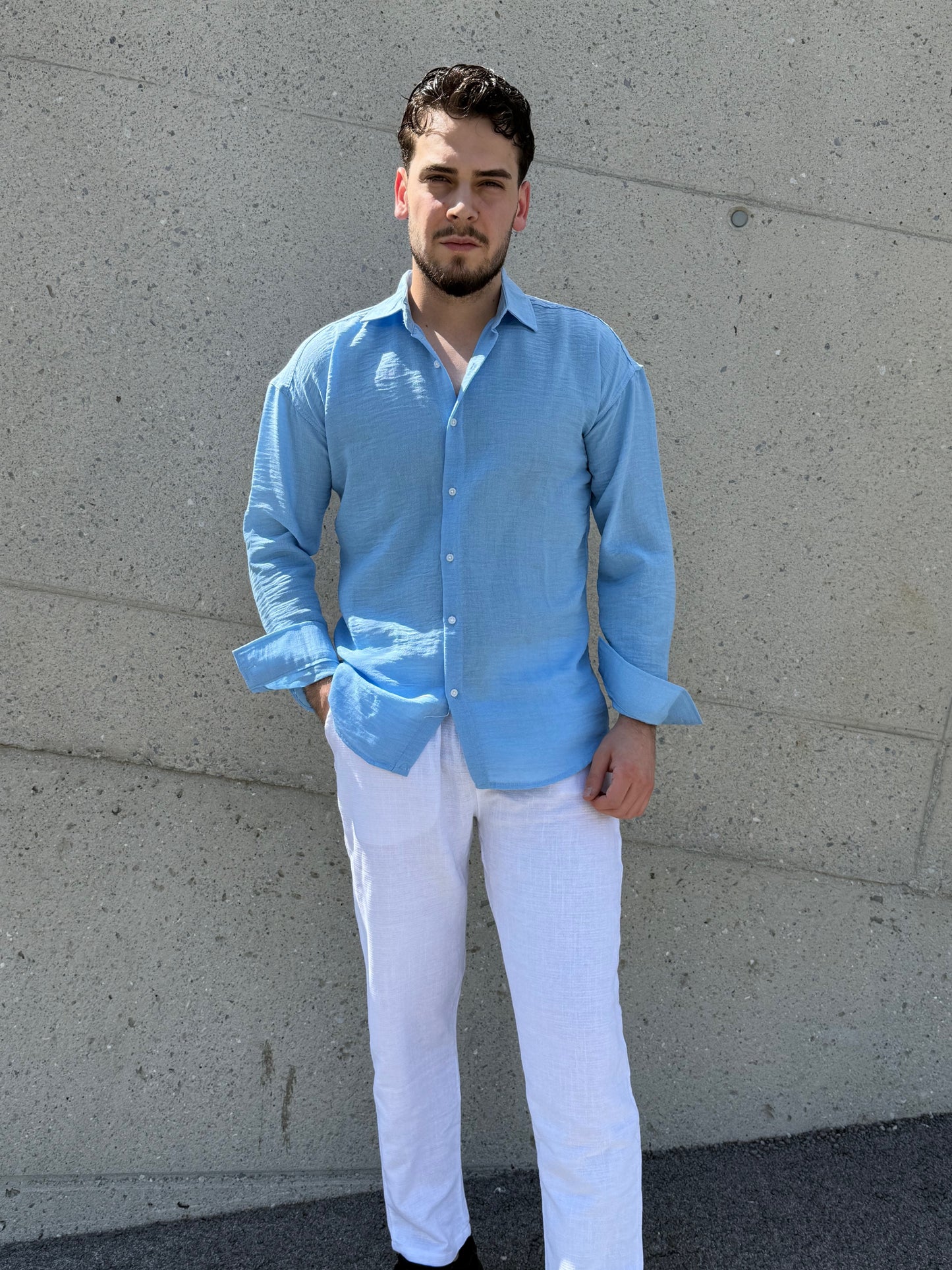 Oversize-Hemd – Hellblau