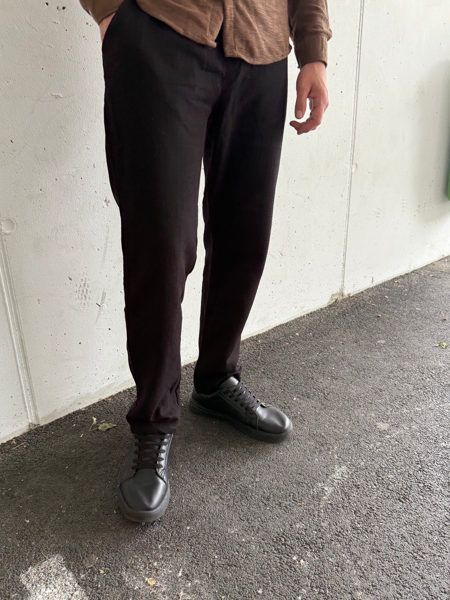 Strukturierte Sommerhose – Schwarz