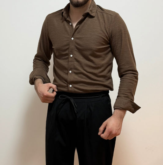 Strukturiertes Hemd – Dunkelbraun