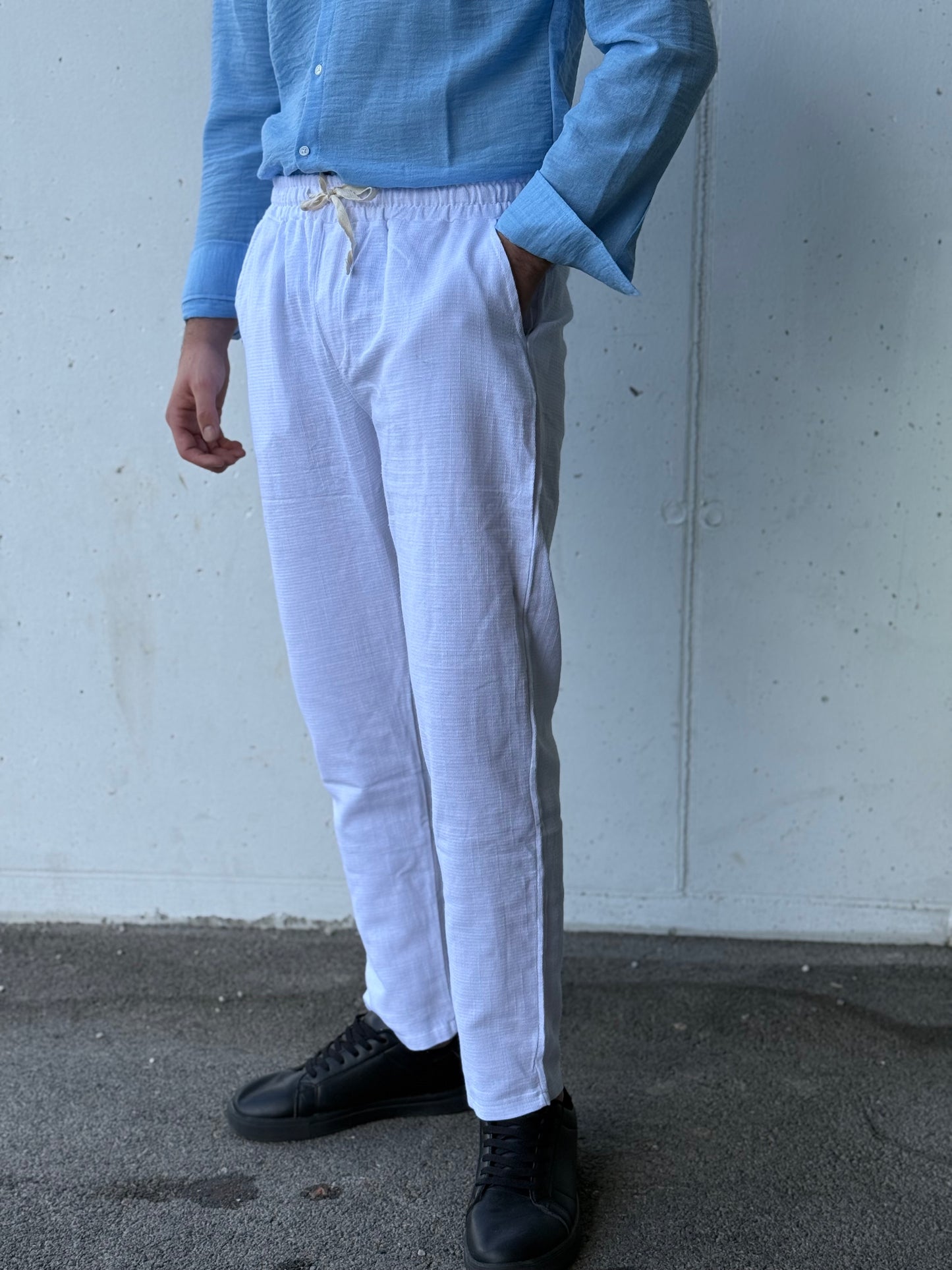 Strukturierte Sommerhose – Weiß