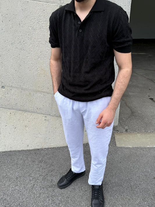 Strukturiertes T-Shirt – Schwarz