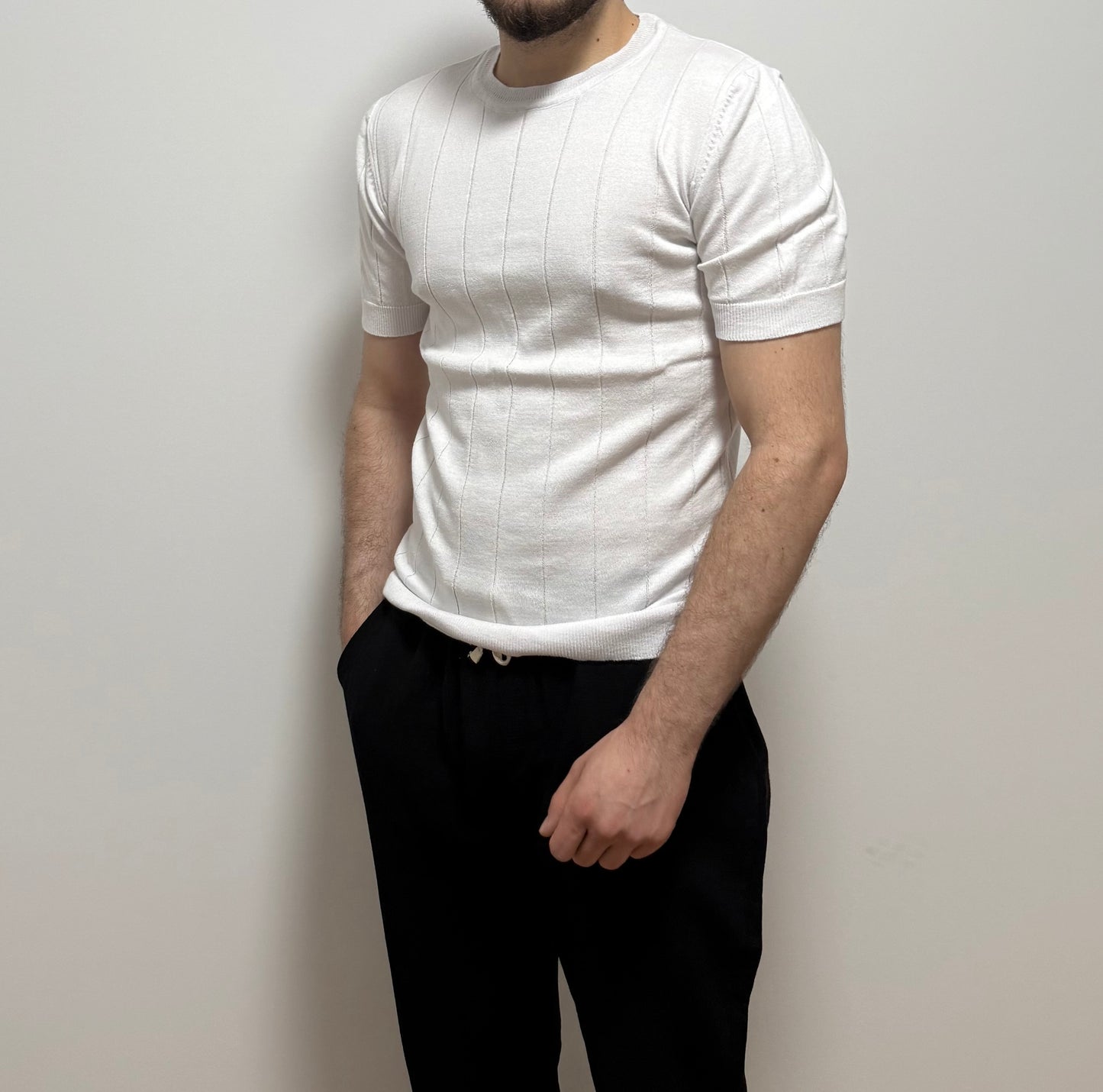 Strick-T-Shirt – Weiß