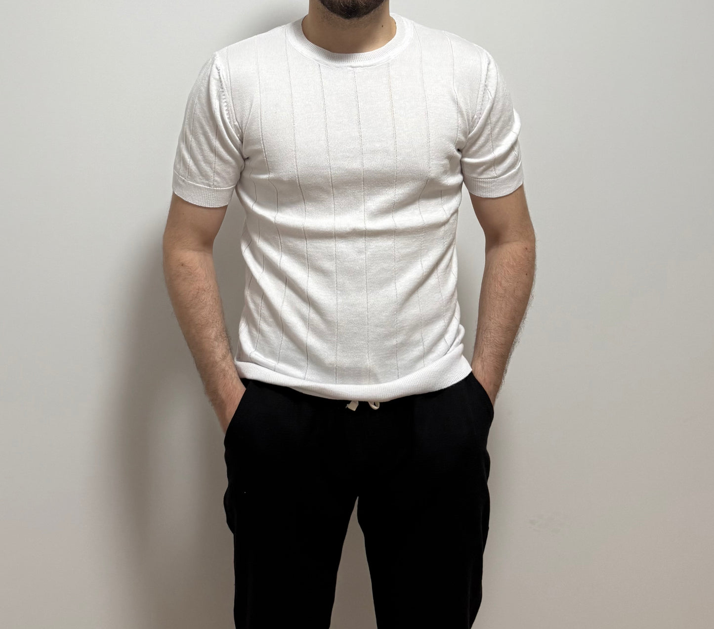 Strick-T-Shirt – Weiß